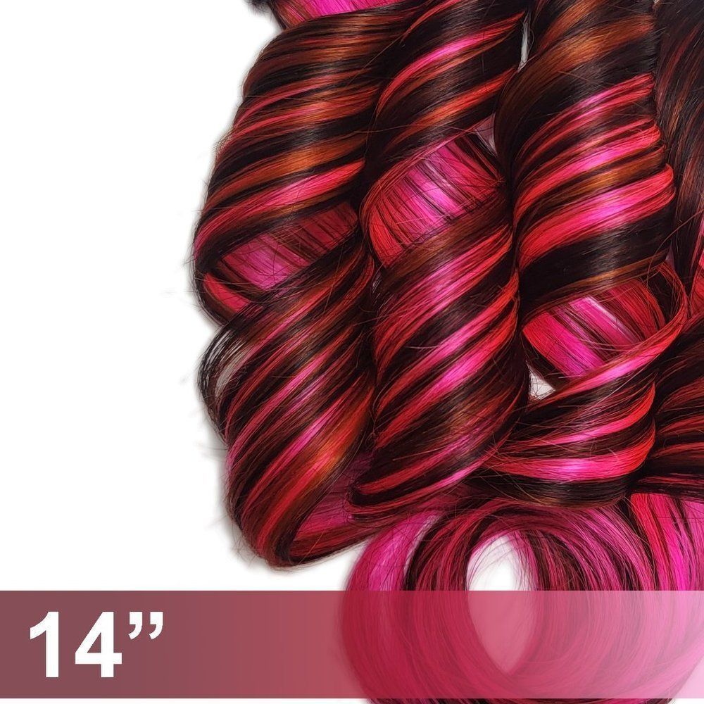 Pink Wine Burgundy Amber Copper Colored Clip in Remy Human Hair Extensions